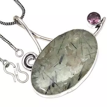 Подвеска с драгоценным камнем пренит марлен, ручная работа, старинное серебряное украшение 1,75