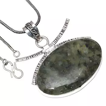 Подвеска с драгоценным камнем пренит марлен ручной работы в подарок для нее серебряное ювелирное изделие 2