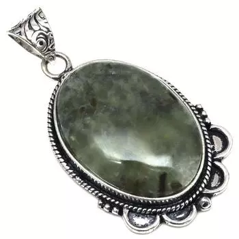 Подвеска с драгоценным камнем пренит марлен ручной работы в подарок для нее серебряное ювелирное изделие 2