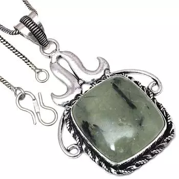 Подвеска с драгоценным камнем пренит марлен ручной работы в подарок для нее серебряные украшения 2,5 дюйма