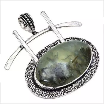 Подвеска с драгоценным камнем пренит марлен ручной работы в подарок для нее серебряное ювелирное изделие 2