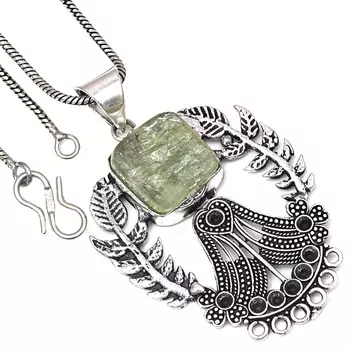 Подвеска с драгоценным камнем пренит марлен ручной работы в подарок для нее серебряное ювелирное изделие 2