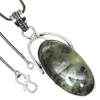 Подвеска с драгоценным камнем пренит марлен в этническом стиле ко Дню святого Валентина, серебряное украшение 2 дюйма