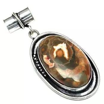 Подвеска с драгоценным камнем Rainforest Jasper, подарок на День матери, серебряное украшение, 2 дюйма