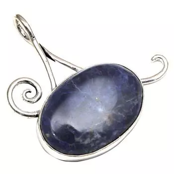 Подвеска с драгоценным камнем содалит, подарок для нее, серебряное украшение 2 дюйма