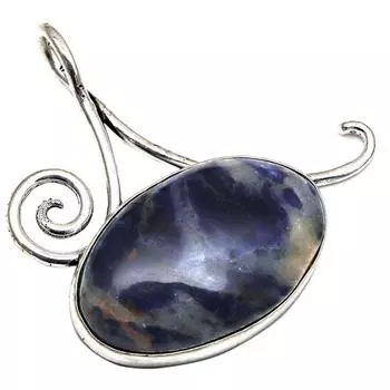 Подвеска с драгоценным камнем содалит, подарок для нее, серебряное украшение 1,75