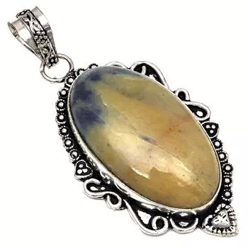 Подвеска с драгоценным камнем содалит, подарок для нее, серебряное украшение 2,25 дюйма