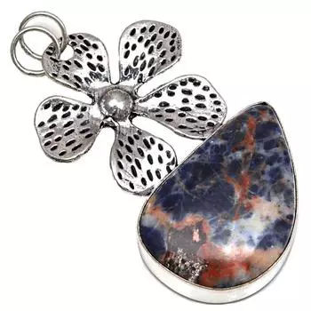 Подвеска с драгоценным камнем содалит, подарок для нее, серебряное украшение 2,25 дюйма