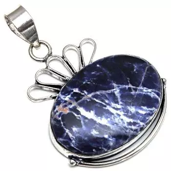 Подвеска с драгоценным камнем содалит, подарок для нее, серебряное украшение 1,75