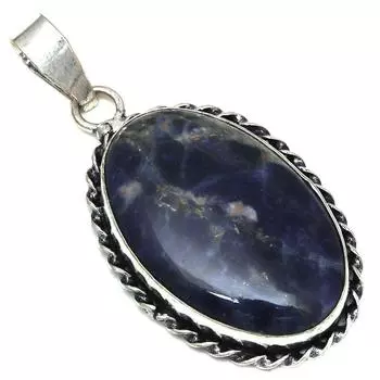 Подвеска с драгоценным камнем содалит, ручная работа, подарок на День матери, серебряное украшение 2,25 дюйма