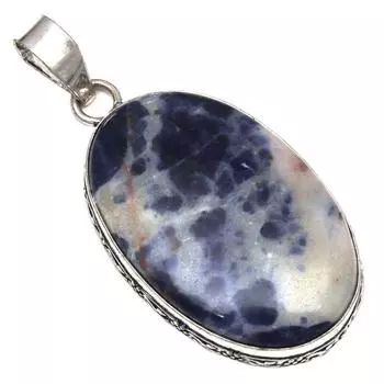Подвеска с драгоценным камнем содалит, ручная работа, подарок на День матери, серебряное украшение 2,25 дюйма