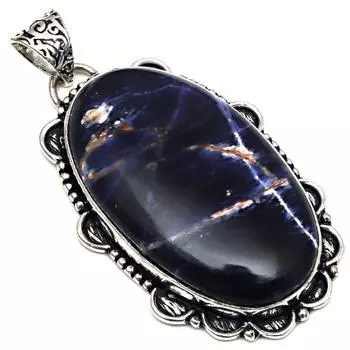 Подвеска с драгоценным камнем содалит, ручная работа, подарок на День матери, серебряное украшение 2,25 дюйма