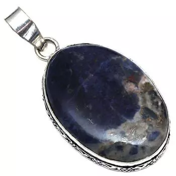 Подвеска с драгоценным камнем содалит, ручная работа, подарок на День матери, серебряное украшение 2,25 дюйма