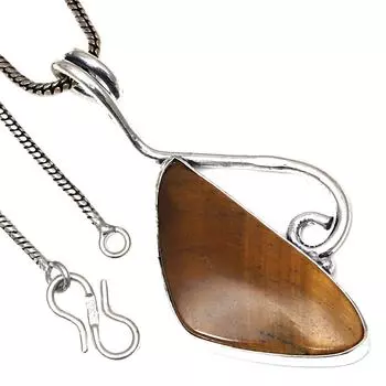 Подвеска с драгоценным камнем тигровый глаз, этническое серебряное украшение на День святого Валентина 2,25 дюйма