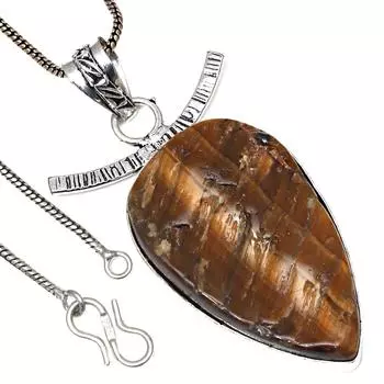 Подвеска с драгоценным камнем «Тигровый глаз» Друза, этническое серебряное украшение ко Дню святого Валентина, 2 дюйма
