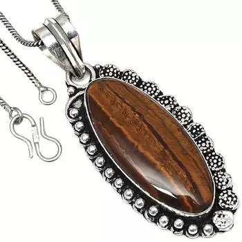 Подвеска с драгоценным камнем тигровый глаз подарок на День святого Валентина серебряное ювелирное изделие 2,5 дюйма