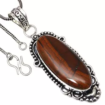 Подвеска с драгоценным камнем тигровый глаз, подарок ручной работы для нее, серебряное украшение 2,5 дюйма