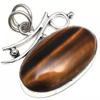 Подвеска с драгоценным камнем тигровый глаз, подарок на День матери, серебряное украшение, 1,5 дюйма