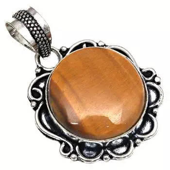 Подвеска с драгоценным камнем тигровый глаз, подарок для нее, серебряное украшение 1,5 дюйма