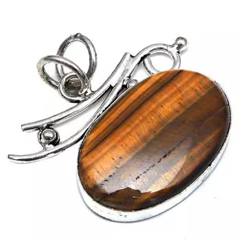 Подвеска с драгоценным камнем тигровый глаз, подарок на День матери, серебряное украшение, 1,5 дюйма