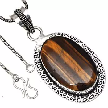 Подвеска с драгоценным камнем тигровый глаз подарок на День святого Валентина серебряное ювелирное изделие 2,5 дюйма