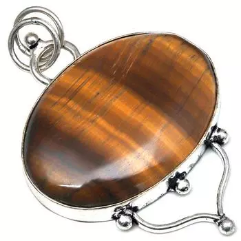 Подвеска с драгоценным камнем тигровый глаз, подарок для нее, серебряное украшение 2 дюйма