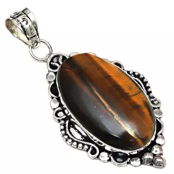 Подвеска с драгоценным камнем тигровый глаз, серебряное украшение ручной работы на День матери 2,5 дюйма