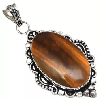 Подвеска с драгоценным камнем тигровый глаз, серебряное украшение ручной работы на День матери 2,5 дюйма