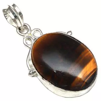 Подвеска с драгоценным камнем тигровый глаз, серебряное украшение ручной работы на День матери 1,75 дюйма