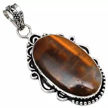 Подвеска с драгоценным камнем тигровый глаз, серебряное украшение ручной работы на День матери 2,25 дюйма