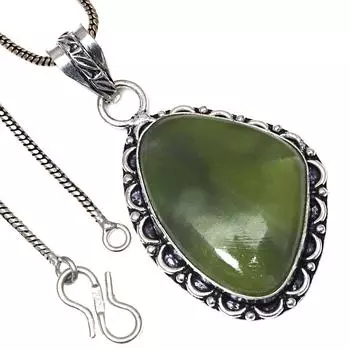 Подвеска с драгоценным камнем вассолит ко Дню святого Валентина, этническое серебряное украшение 2 дюйма