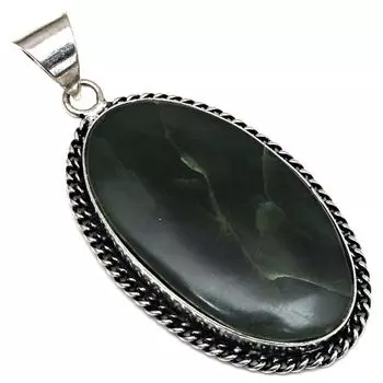 Подвеска с драгоценным камнем вассолит, подарок для нее, серебряное украшение 2,25 дюйма