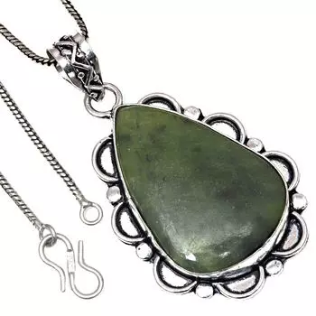 Подвеска с драгоценным камнем вассолит, ручная работа, подарок на День святого Валентина, серебряное ювелирное изделие, 2 дюйма