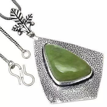 Подвеска с драгоценным камнем вассолит ручной работы в подарок для нее, этническое серебряное украшение 2,25 дюйма