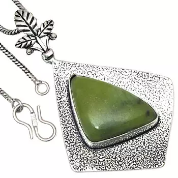 Подвеска с драгоценным камнем вассолит ручной работы в подарок для нее, этническое серебряное украшение 2,25 дюйма