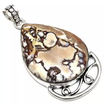Подвеска с драгоценным камнем Wild Horse Jasper, подарок для нее, серебряные украшения 2,25 дюйма