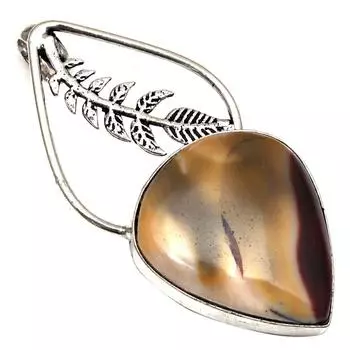 Подвеска с драгоценным камнем Wild Horse Jasper, подарок для нее, серебряные украшения 2,5 дюйма