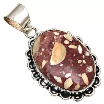 Подвеска с драгоценным камнем Wild Horse Jasper, подарок для нее, серебряные украшения 2 дюйма