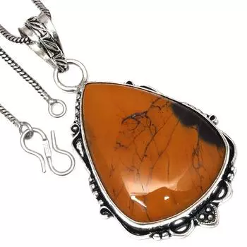 Подвеска с драгоценным камнем Wild Horse Jasper, подарок на День святого Валентина, серебряное ювелирное изделие 2,25 дюйма
