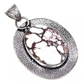 Подвеска с драгоценным камнем Wild Horse Jasper, подарок для нее, серебряные украшения 2 дюйма