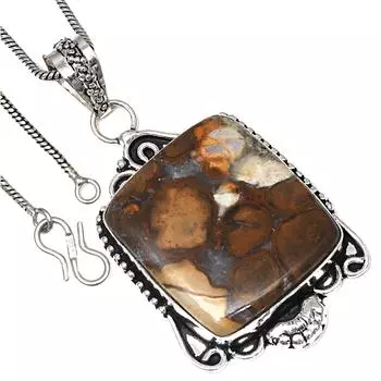 Подвеска с драгоценным камнем Wild Horse Jasper, подарок на День святого Валентина, серебряное ювелирное изделие 2,25 дюйма