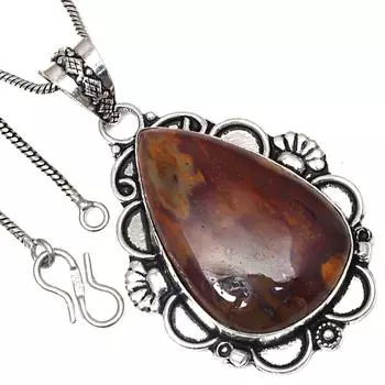 Подвеска с драгоценным камнем Wild Horse Jasper, подарок на День святого Валентина, серебряное ювелирное изделие 2,25 дюйма