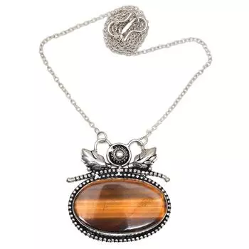 Подвеска с драгоценными камнями 2,75 дюйма, тигровый гранат, серебряный глаз ручной работы, подарок