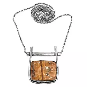 Подвеска с драгоценными камнями 2,75 дюйма, тигровый гранат, серебряный глаз ручной работы, подарок