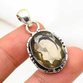 Подвеска с дымчатым топазом, ювелирное изделие из цельного серебра 925 пробы с драгоценными камнями, подвеска ручной работы, на День благодарения 1.45 Inches коричневый