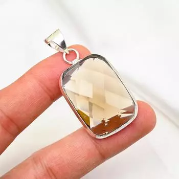 Подвеска с дымчатым топазом, ювелирное изделие из цельного серебра 925 пробы с драгоценными камнями, подвеска ручной работы, на День благодарения 1.96 Inches коричневый