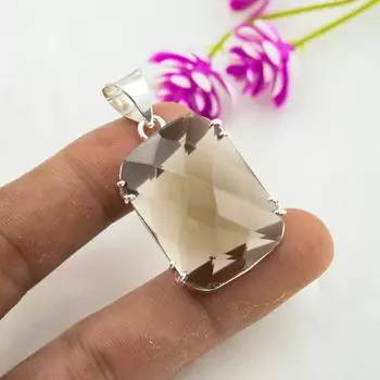 Подвеска с дымчатым топазом, ювелирное изделие из цельного серебра 925 пробы с драгоценными камнями, подвеска ручной работы, на День благодарения 1.69 Inches коричневый