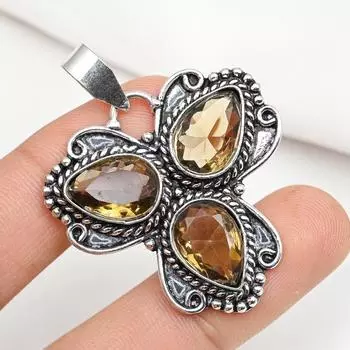 Подвеска с дымчатым топазом, ювелирные изделия из драгоценного камня, кулон из цельного серебра 925 пробы, ювелирное изделие ручной работы, кулон с камнем по дате рождения, подарок для него 1.88 Inches коричневый