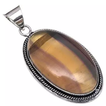 Подвеска с флюоритовым камнем, подарок ручной работы для нее, серебряное украшение 2 дюйма