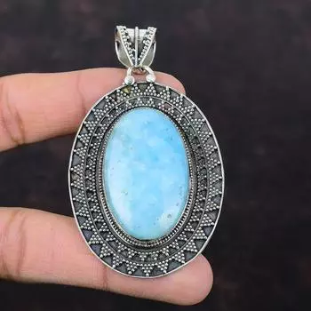 Подвеска с гемиморфитом, винтажная подвеска, этническая подвеска ручной работы, ювелирные изделия с гемиморфитом, подвеска из стерлингового серебра 925 пробы, ювелирные изделия из настоящего драгоценного камня для подарка